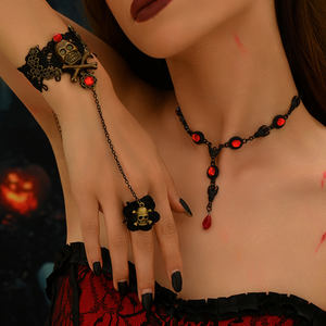 סגנון כהה גותי halloween סט תחפושת סט עכביש הנשי שרשרת זהב שטן טיפת דם השטן ירידה פופולרי סטים תכשיטים אופנה סטים - Product Image 3