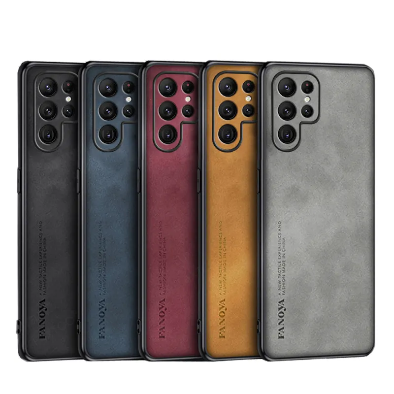 Funda de teléfono delgada ultrafina de cuero de negocios hecha a mano para Samsung Galaxy S24 Ultra funda S21 Fan Edition S20 Plus