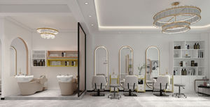 ออกแบบร้านตัดผมสุดหรูทันสมัย ตกแต่งภายในครบวงจร เฟอร์นิเจอร์ LED ปรับแต่งได้ตามต้องการ โซลูชั่นครบวงจรสำหรับโครงการร้านเสริมสวย เป็นมิตรกับสิ่งแวดล้อม คุณภาพสูง - Product Image 3