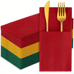 Servilletas Desechables con Aspecto de Lino y Bolsillo Integrado para Cubiertos, Servilletas Plegadas Previamente Tipo Tela para Fiestas (Varios Colores) - Product Image 1