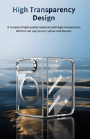 Étui de téléphone magnétique transparent électroplaqué pour iPhone Duo Flip pliable, en PC rigide antichoc avec protection d'écran en verre