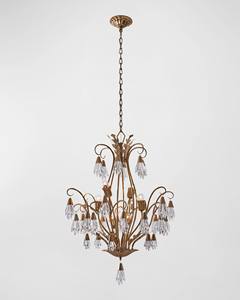 Candelabro de cristal de metal curvo dorado, iluminación de lujo Vintage para salas de estar de mansión - Product Image 2