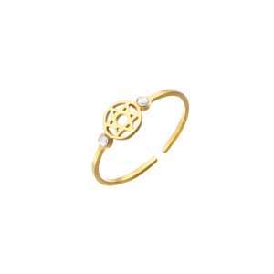 Bague Ajustable en Acier Inoxydable avec Zircon, Motif Nœud de Sorcière, Géométrie Sacrée, Style Minimaliste Vintage, Sertissage Flimming, Forme Cœur, pour Alliance de Mariage - Product Image 5