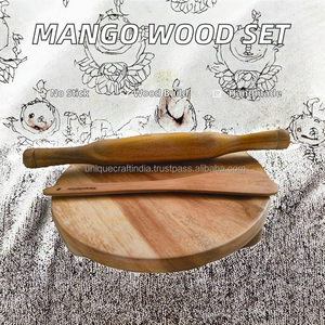 Juego de Chakla y Belan de Madera de Mango Hecho a Mano, Ecológico, Antiadherente, 35 cm, Apto para Lavavajillas, Tabla para Amasar y Repostería - Product Image 2