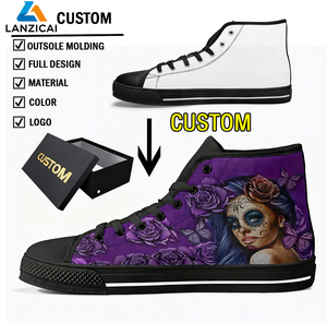 Chaussures en toile à motif personnalisé unisexe, chaussures en toile décontractées à tige haute, polyvalentes et respirantes pour femmes, chaussures en toile décontractées personnalisées pour hommes - Product Image 1