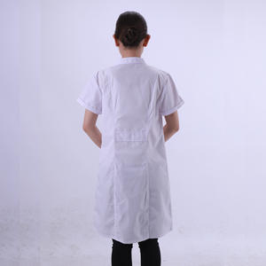 Blouse médicale blanche pour femme, en coton, à manches courtes, confortable, uniforme de travail pour hôpital et pharmacie - Product Image 1