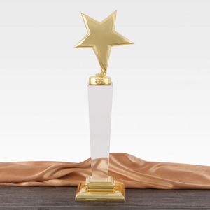 Hot Selling Unique Awards Crystal Custom Engraved Crystal Trophy Award with Metal Star Trophy - Product Image 6
