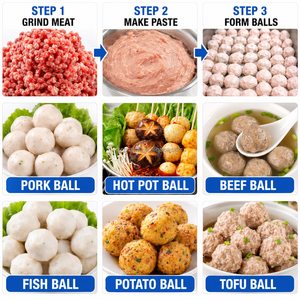 Máquina Comercial de Alta Resistencia de 300 kg para Hacer Albóndigas de Carne de Res, Salchichas, Croquetas y Albóndigas de Carne Sólida Tipo Cabeza de León - Product Image 6