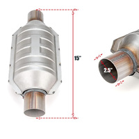 Convertisseur catalytique universel 2,5 pouces avec port pour sonde O2 et bouclier thermique en acier inoxydable, échappement haute performance à souder