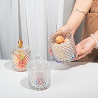 Pot à bonbons en verre vintage style français avec couvercle, pour fruits secs, aliments, bijoux, décoration, sucrier, design de luxe léger
