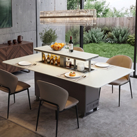 Table de salle à manger élévatrice intelligente avec réfrigérateur et congélateur intégrés, éclairage LED à commande numérique pour salle de réception professionnelle