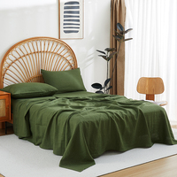 Draps plats classiques 100 % lin français pur, garnissage en coton lavé à la pierre, ensemble de literie Queen/King Size