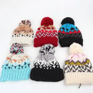 Strick-Beanie mit Pom hochwertiger Wintermütze Damen Diamant warm Winter individuelle Strick-Beanie gerippter Hut mit Pompon