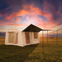 Tente de camping gonflable double couche pour l'été, deux chambres, salon, 3 portes, cloison intégrée, imperméable, Oxford, 5-6 personnes