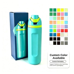 Botella de agua aislada de acero inoxidable de 720 ml, vaso de viaje con tapa abatible a prueba de fugas y asa portátil para oficina, deportes al aire libre - Product Image 1