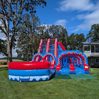 Château gonflable de location pour fêtes avec toboggan et piscine, château gonflable aquatique avec toboggan pour adultes