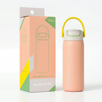 Bouteille d'eau en acier inoxydable Everich anti-chute de 18 oz avec couvercle à paille anti-fuite et ouverture facile pour la randonnée courte distance