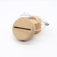 Fourniture d'usine bois led veilleuse base en bois 3d led lampe base pour 3D Illusion Night Light