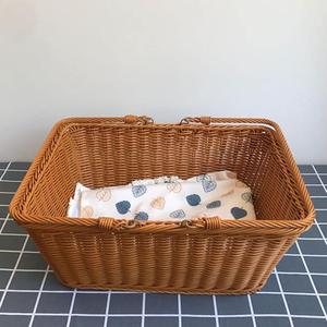 Vente en gros de matériel environnemental nouveau plastique rotin tissé stockage élégant bois couleur <span class=keywords><strong>rectangulaire</strong></span> tissé à la main lin panier à linge - Product Image 4
