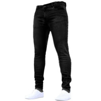 Jeans vierges personnalisés en gros Pantalon crayon plissé Jeans pour hommes unis sérigraphiés avec écusson personnalisé
