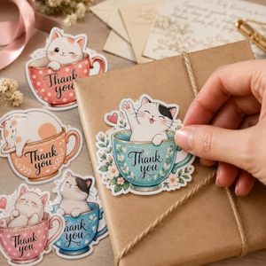 Custom <b>Logo</b> Small Business Thank You <b>Sticker</b> Self-Adhesive Holiday Greeting Christmas Gift Free Roll Promotion Grocery - Product Image 4