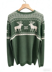 Suéter Jacquard con Estampado de Reno para Mujer, OEM/ODM, Manga Larga, Cuello Redondo - Product Image 4