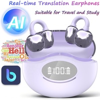Écouteurs de traduction en temps réel YYK-Q86 AI, écouteurs à clip ouvert avec fonction de traduction vis-à-vis / photo / appel