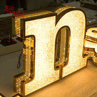 Enseigne LED personnalisée remplie de cristaux, lettres lumineuses en acier inoxydable, signalétique de luxe pour logo d'entreprise pour devanture de magasin