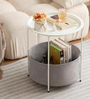 Table basse ronde moderne avec panier en tissu Table d'appoint de rangement en gros pour canapé Table de centre de salon