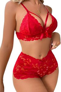 Hot Selling Women Sexy Lingerie Set Temptation Lace Embroidery Charming Hollow Out Sexy Bra Set Tow Piece Set - Product Image 4