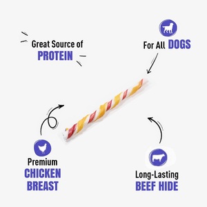 Rawhide chews โปรตีนสูง Rawhide wist ห่อไก่ beefhide และไก่ Twist Dog 5 "100กรัม/ถุงส่งเสริมการทำความสะอาดฟัน - Product Image 3