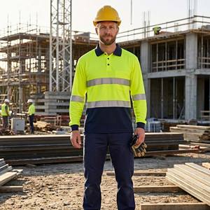 Polo <span class=keywords><strong>de</strong></span> sécurité réfléchissant orange à manches courtes avec bandes segmentées pour les travailleurs du bâtiment, logo personnalisé pour hommes - Product Image 6
