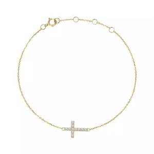 Pulsera de plata de ley S925 chapada <span class=keywords><strong>en</strong></span> oro de 18 quilates, con dije de cruz y detalles de circonita, estilo japonés, versátil. - Product Image 5