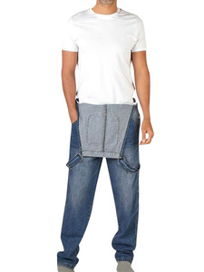 Jeans da <span class=keywords><strong>Uomo</strong></span> in Denim all'Ingrosso, Salopette a Gamba Dritta, Pantaloni con Pettorina Stile Workwear, Salopette Vintage Lavata Vestibilità Larga per <span class=keywords><strong>Uomo</strong></span> - Product Image 4