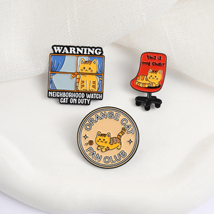 Pins esmaltados del Club de Fans de Gatos Naranja, Broches de Gato de Dibujos Animados Lindos para Ventana, Insignias de Solapa, Joyería, Regalo para Niños y Amigos - Product Image 3