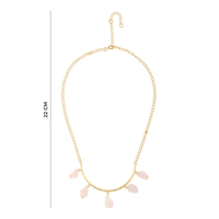 Collier barre croissant en quartz rose brut, chaîne gourmette dorée, bijou moderne et élégant pour femme
