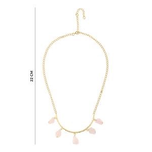 Raw Rose Quartz Crescent Bar <b>Necklace</b> Pink Crystal Gold Tone Curb Chain Modern Elegant <b>Statement</b> Jewelry for Women - Product Image 6