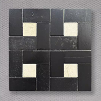 Mosaïque de marbre noir et noir motif cannage pour crédence de cuisine, mur de salle de bain et sol
