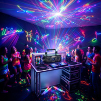 Projecteur laser DJ RGB 2W avec faisceau de balayage DMX LED, éclairage de scène avec télécommande et contrôle sonore pour boîte de nuit, style dessin animé | YSH