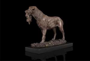 ArtsHom-estatua de bronce de DW-039 para perro de caza con presa, figuritas de Arte de Metal de bronce, figuritas de animales para decoración interior - Product Image 3