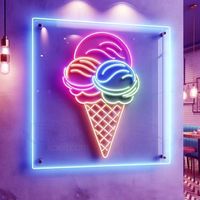 Enseigne néon personnalisée Ice Cream Neon Light Sign LED Flex Pink Neon Light Panneau électronique pour centre commercial Dessert Shop Bar Club Decor