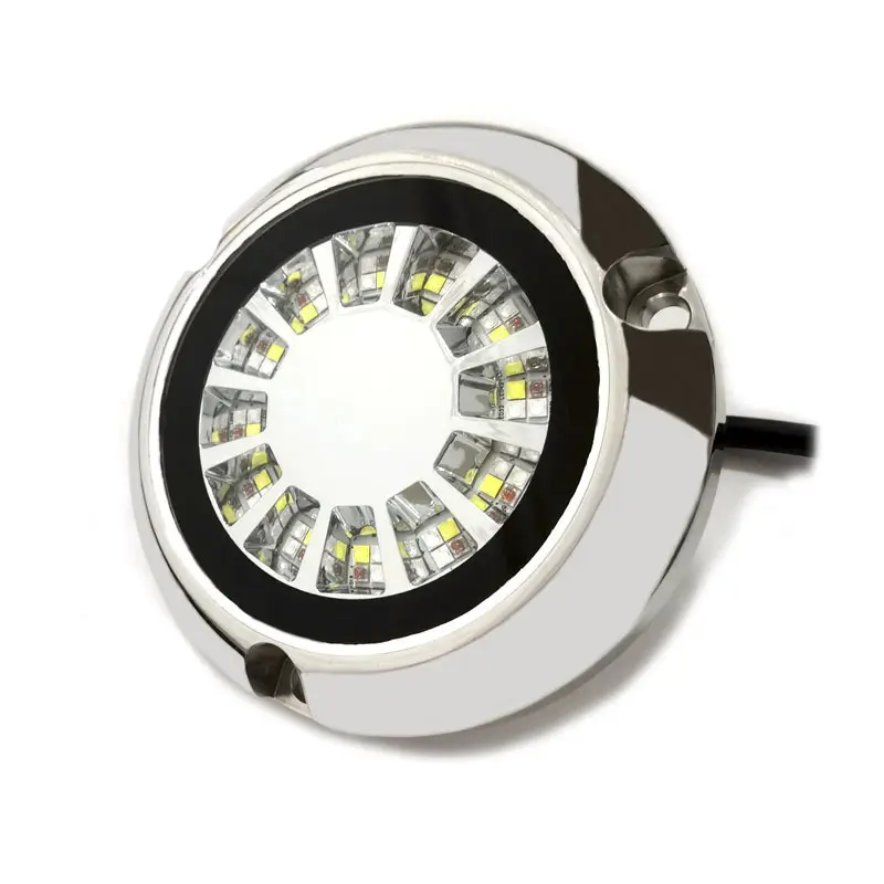 Luzes de barco de led com alta intensidade, led de 316 inoxidável rgbw, cor completa, montar na superfície, 12v, oceano marinho, luzes subaquáticas