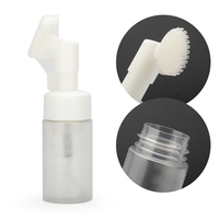 Flacon cosmétique vide transparent en PET pour nettoyant moussant visage 100ml 120ml, emballage personnalisé avec pompe à brosse en silicone
