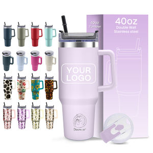 Wholesale Custom Eco-Friendly Modern Stainless Steel 40oz Vacuum Insulated Travel Coffee Tumblers Handle Plastic Business <b>Gifts</b> - Product Image 1