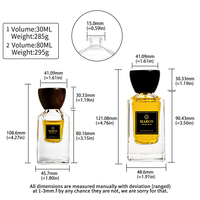 Flacon de parfum unique en verre de luxe vide haut de gamme 30 ml 80 ml transparent couleur logo personnalisé vaporisateur réutilisable