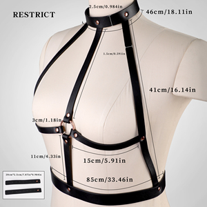Harnais en cuir PU punk BDSM pour femmes, <span class=keywords><strong>cage</strong></span> de soutien-gorge, dispositif de retenue, taille unique, lingerie de poitrine réglable, exercices de Kegel - Product Image 6