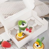 Boîte à cupcakes 4 6 trous 12 trous avec logo personnalisé blanc rose Boîte à cupcakes en carton pour dessert donut cadeau et emballage avec fenêtre transparente