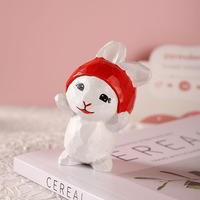 Ornement sculpté en bois, série lapin, fait main, en bois, mignon, décoration créative de bureau, cadeau, pour la vente transfrontalière