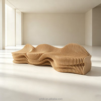 Banco de Madera con Diseño Paramétrico Y522, Asiento Moderno Escultural de Madera Contrachapada para Vestíbulo, Oficina, Espacio Público, Muebles Comerciales