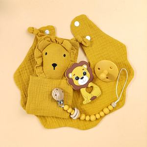 Couverture d'emmaillotage en mousseline de coton pour nouveau-né, <span class=keywords><strong>sucette</strong></span> en Silicone, anneau de dentition, couverture de sécurité, carte en bois, ensemble d'emmaillotage pour bébé - Product Image 1